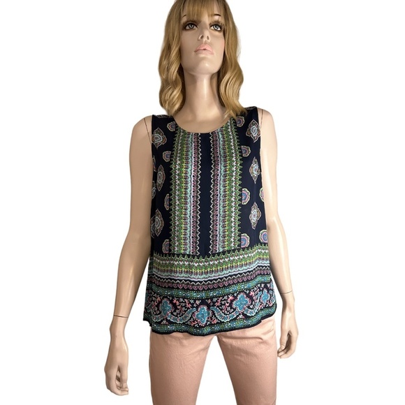 Cynthia Rowley Blouse Top Tank Tunic Sleeveless Colourful Back Button Close - Picture 13 of 15